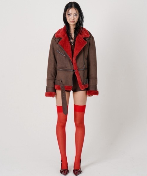 ROYAL FLASH(ロイヤルフラッシュ)の「MITSUKI/ミツキ/2WAY FAUX SHEARLING JACKET(その他アウター・レディース・ブラック/ブラウン・F)」の8枚目の写真