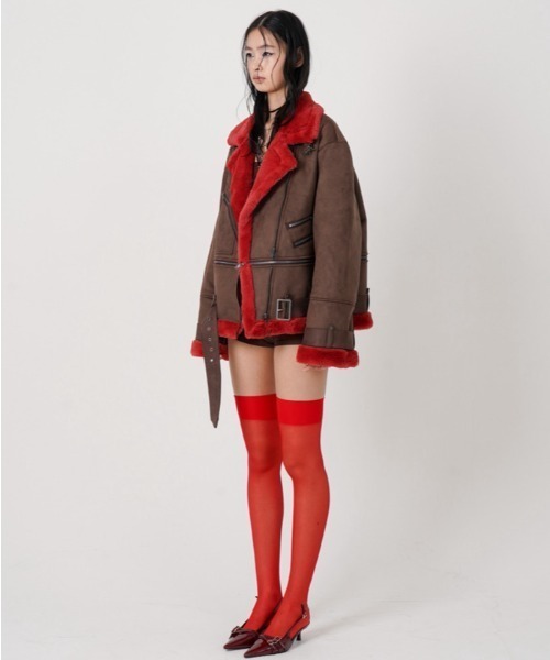 ROYAL FLASH(ロイヤルフラッシュ)の「MITSUKI/ミツキ/2WAY FAUX SHEARLING JACKET(その他アウター・レディース・ブラック/ブラウン・F)」の9枚目の写真