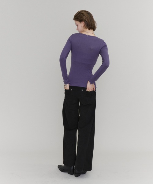 Rohwel(ローウェル)の「Basic V-Neck Knit / ベーシックVネックニット(ニット/セーター・レディース・ブラック/パープル/カーキ・FREE)」の16枚目の写真