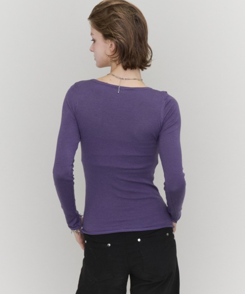 Rohwel(ローウェル)の「Basic V-Neck Knit / ベーシックVネックニット(ニット/セーター・レディース・ブラック/パープル/カーキ・FREE)」の10枚目の写真