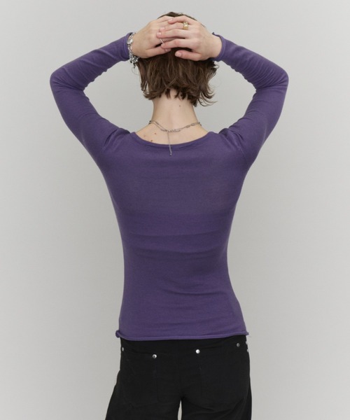 Rohwel(ローウェル)の「Basic V-Neck Knit / ベーシックVネックニット(ニット/セーター・レディース・ブラック/パープル/カーキ・FREE)」の11枚目の写真