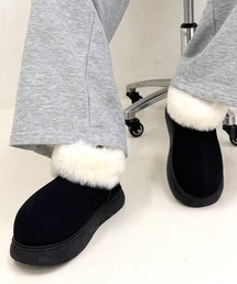厚底 プラットフォーム ボリュームファー ショート丈 ムートンブーツ