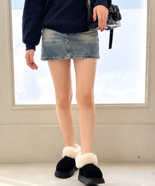 DEMETER（デメテル）の「厚底 プラットフォーム ボリュームファー ショート丈 ムートンブーツ（ブーツ・レディース・ブラック/ダークブラウン/キャメル/ベージュ・S/M/L/LL）」の11枚目の写真