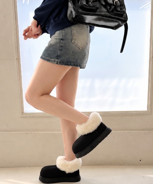 DEMETER（デメテル）の「厚底 プラットフォーム ボリュームファー ショート丈 ムートンブーツ（ブーツ・レディース・ブラック/ダークブラウン/キャメル/ベージュ・S/M/L/LL）」の13枚目の写真