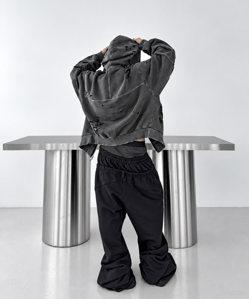 ROARINGRAD（ロアリングラド）の「W.ダメージ クロップドフーディ ジップアップ サンド（パーカー・レディース・その他・MEDIUM/LARGE）」の3枚目の写真