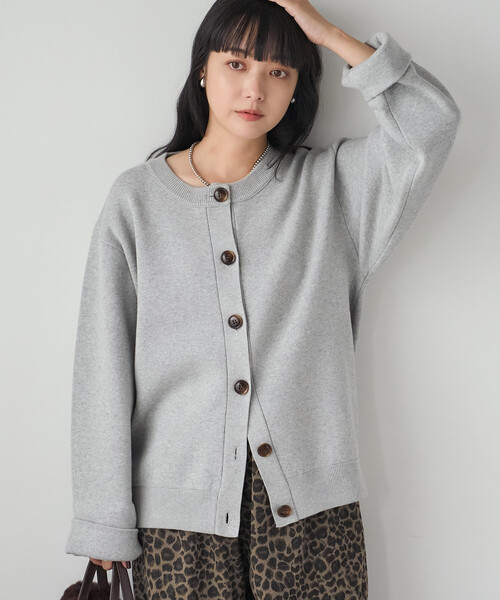 FREAK'S STORE(フリークスストア)の「<マシーンウォッシャブル> スウェットライクニットカーディガン(カーディガン/ボレロ・レディース・ネイビー/モカ/チャコール/ライトグレー・フリ-)」の14枚目の写真