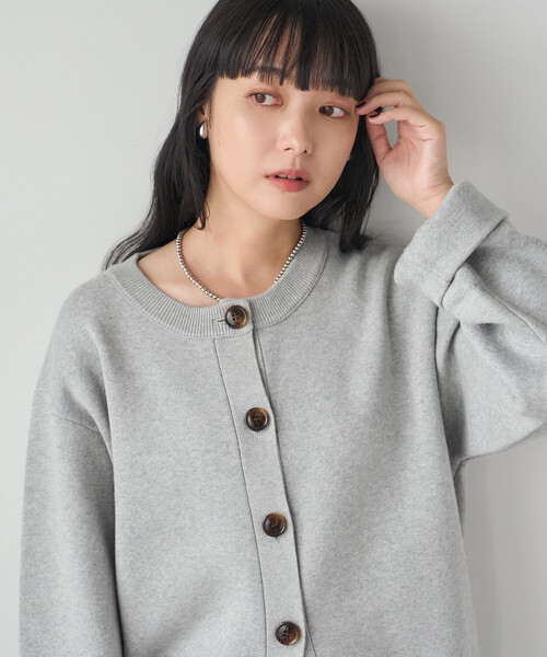FREAK'S STORE(フリークスストア)の「<マシーンウォッシャブル> スウェットライクニットカーディガン(カーディガン/ボレロ・レディース・ネイビー/モカ/チャコール/ライトグレー・フリ-)」の16枚目の写真
