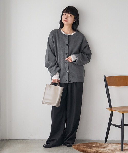 FREAK'S STORE(フリークスストア)の「<マシーンウォッシャブル> スウェットライクニットカーディガン(カーディガン/ボレロ・レディース・ネイビー/モカ/チャコール/ライトグレー・フリ-)」の19枚目の写真