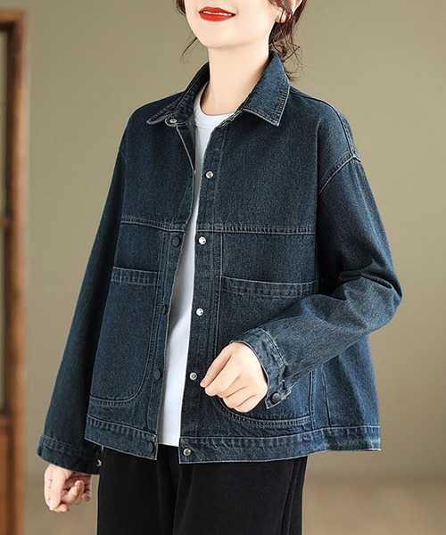 Doux Belle（ドゥーベル）の「ポケット付きデニムジャケット（デニムジャケット・レディース・ブルー・MEDIUM/X-LARGE/LARGE）」の4枚目の写真