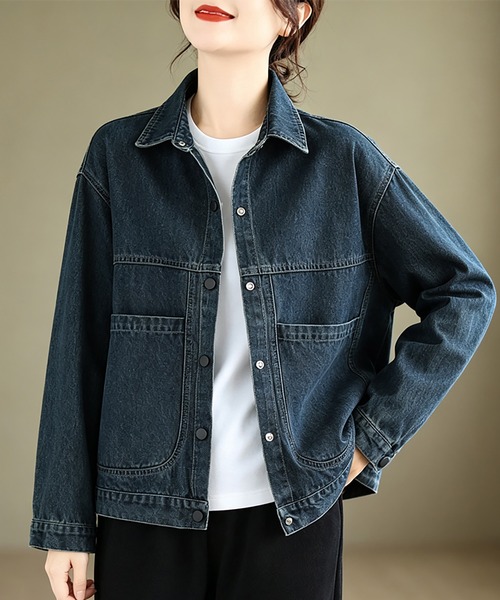Doux Belle（ドゥーベル）の「ポケット付きデニムジャケット（デニムジャケット・レディース・ブルー・MEDIUM/X-LARGE/LARGE）」の6枚目の写真