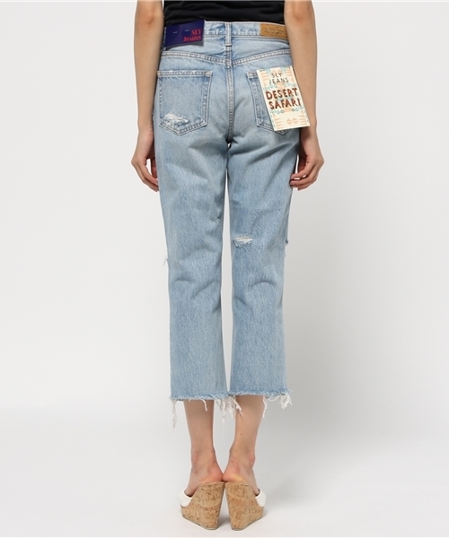 SLY（スライ）の「CLIFF JW CRASH CROP PT-C（デニムパンツ・レディース・ライトブルー・23inch/25inch/24inch/26inch/27inch）」の4枚目の写真