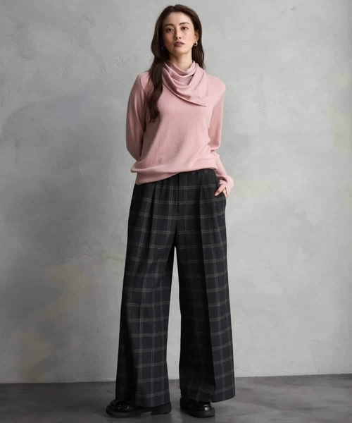 MICHEL KLEIN（ミッシェル・クラン）の「ラメチェックワイドパンツ（その他パンツ・レディース・チャコールグレー・38）」の18枚目の写真