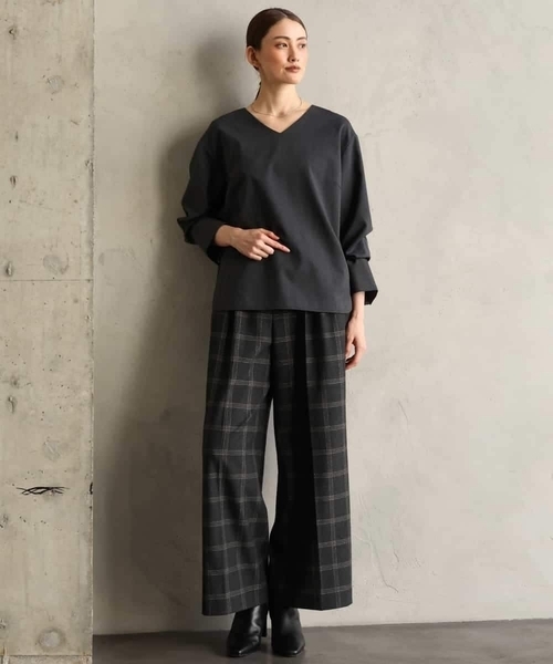 MICHEL KLEIN（ミッシェル・クラン）の「ラメチェックワイドパンツ（その他パンツ・レディース・チャコールグレー・38）」の11枚目の写真