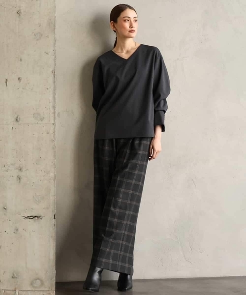 MICHEL KLEIN（ミッシェル・クラン）の「ラメチェックワイドパンツ（その他パンツ・レディース・チャコールグレー・38）」の10枚目の写真