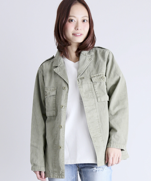Denime(ドゥニーム)の「MILITARY JKT/ミリタリージャケット(ミリタリージャケット・レディース・カーキ/ブラック/ベージュ・X-SMALL/SMALL)」の4枚目の写真
