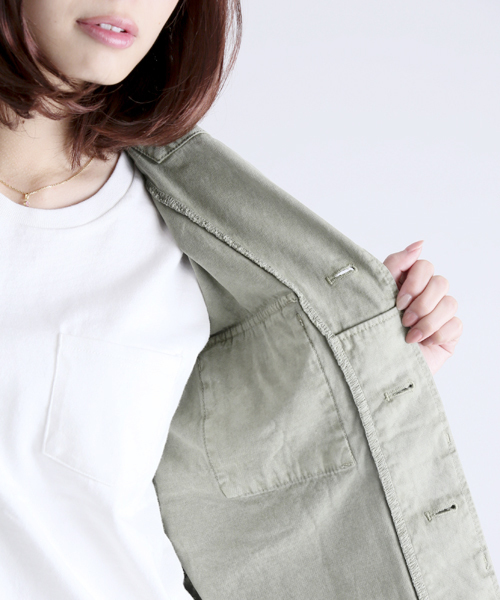 Denime(ドゥニーム)の「MILITARY JKT/ミリタリージャケット(ミリタリージャケット・レディース・カーキ/ブラック/ベージュ・X-SMALL/SMALL)」の8枚目の写真