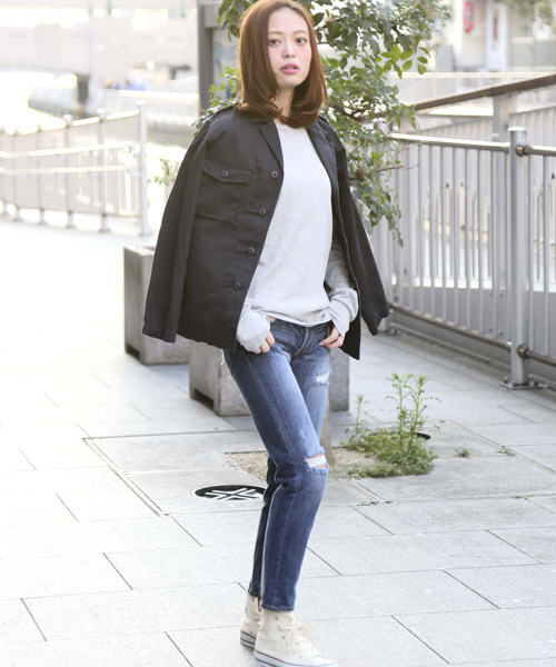 Denime(ドゥニーム)の「MILITARY JKT/ミリタリージャケット(ミリタリージャケット・レディース・カーキ/ブラック/ベージュ・X-SMALL/SMALL)」の20枚目の写真