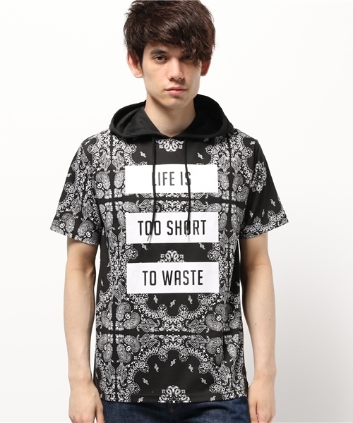 WEGO(ウィゴー)の「WEGO/ペイズリー柄フード付きTシャツ(Tシャツ/カットソー・メンズ・レッド/ホワイト/ブラック/ネイビー・LARGE/MEDIUM)」の12枚目の写真