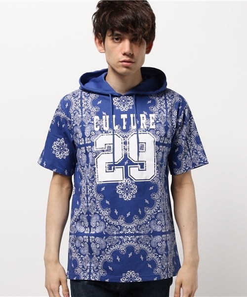 WEGO(ウィゴー)の「WEGO/ペイズリー柄フード付きTシャツ(Tシャツ/カットソー・メンズ・レッド/ホワイト/ブラック/ネイビー・LARGE/MEDIUM)」の13枚目の写真