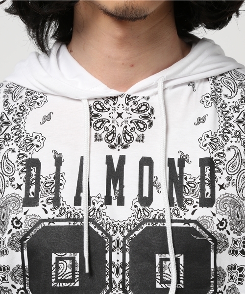 WEGO（ウィゴー）の「WEGO/ペイズリー柄フード付きTシャツ（Tシャツ/カットソー・メンズ・レッド/ホワイト/ブラック/ネイビー・LARGE/MEDIUM）」の7枚目の写真