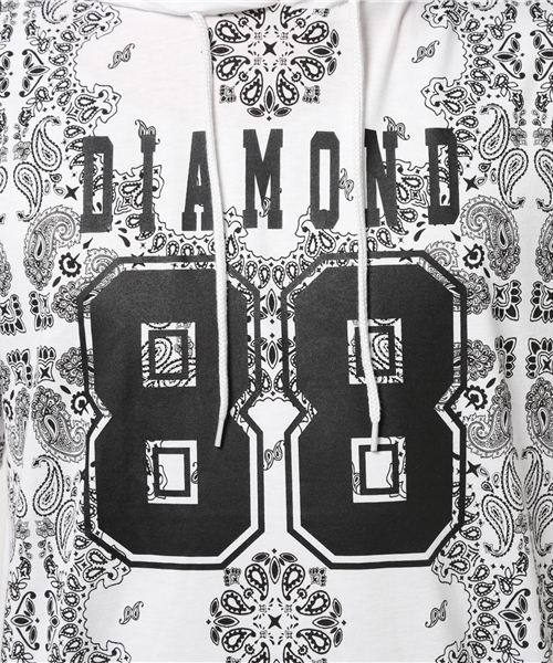 WEGO（ウィゴー）の「WEGO/ペイズリー柄フード付きTシャツ（Tシャツ/カットソー・メンズ・レッド/ホワイト/ブラック/ネイビー・LARGE/MEDIUM）」の9枚目の写真