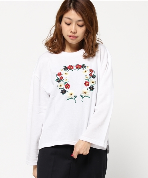 SpRay（スプレイ）の「【新色入荷】花刺繍スウェット（スウェット・レディース・ネイビー/ブラック/ワイン/オフホワイト/グレー/ブルー/ピンク/カーキ・FREE）」の17枚目の写真