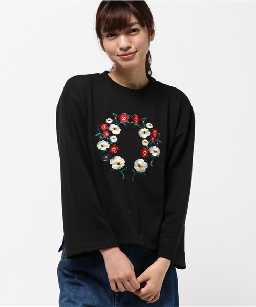 SpRay（スプレイ）の「【新色入荷】花刺繍スウェット（スウェット・レディース・ネイビー/ブラック/ワイン/オフホワイト/グレー/ブルー/ピンク/カーキ・FREE）」の18枚目の写真