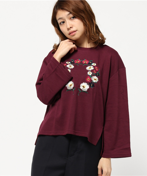 SpRay（スプレイ）の「【新色入荷】花刺繍スウェット（スウェット・レディース・ネイビー/ブラック/ワイン/オフホワイト/グレー/ブルー/ピンク/カーキ・FREE）」の20枚目の写真