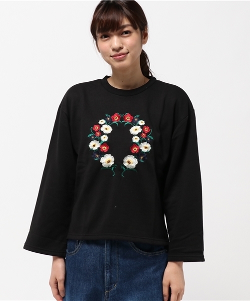 SpRay（スプレイ）の「【新色入荷】花刺繍スウェット（スウェット・レディース・ネイビー/ブラック/ワイン/オフホワイト/グレー/ブルー/ピンク/カーキ・FREE）」の9枚目の写真