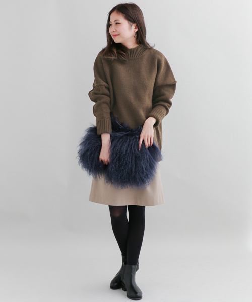 URBAN RESEARCH Sonny Label（アーバンリサーチサニーレーベル）の「Sonny Label ラムウールオーバーニットプルオーバー（ニット/セーター・レディース・ブラウン/ライトカーキ/オフホワイト/グレー・FREE）」の6枚目の写真