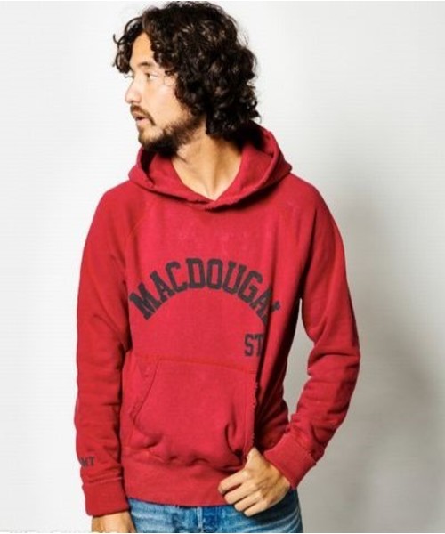 ★TMT★パーカー赤 TMT（ティーエムティー）の「HEAVY FRENCH TERRY PULLOVER PARKA