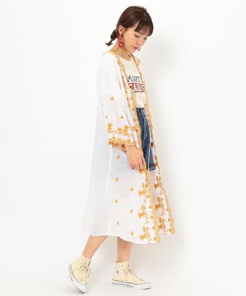 Another Edition（アナザーエディション）の「スラブ刺繍ガウン ◆（カーディガン/ボレロ・レディース・ホワイト/ライム/レッド・フリー）」の1枚目の写真
