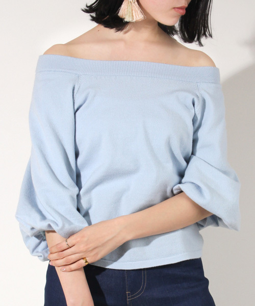 RANDA（ランダ）の「バルーンスリーブプルオーバー（ニット/セーター・レディース・グレー/ブルー/ピンク/ベージュ・FREE）」の4枚目の写真