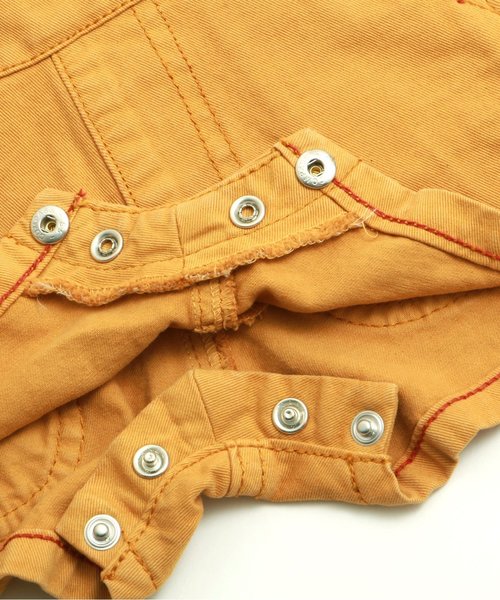 BREEZE（ブリーズ）の「ワークオーバーオール ショート丈（サロペット/オーバーオール・キッズ・キャメル/インディゴブルー/キナリ・80/95/90/110/130/100/120/140）」の14枚目の写真