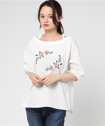 POU DOU DOU | オフショルダーフロント刺繍半袖ブラウス(シャツ/ブラウス)