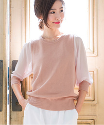 シフォン袖サマーニット