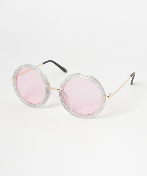 WEGO（ウィゴー）の「WEGO/ラメラウンドサングラス（サングラス・メンズ・パープル/ベージュ/サックスブルー/ピンク/ホワイト系その他・FREE）」の5枚目の写真