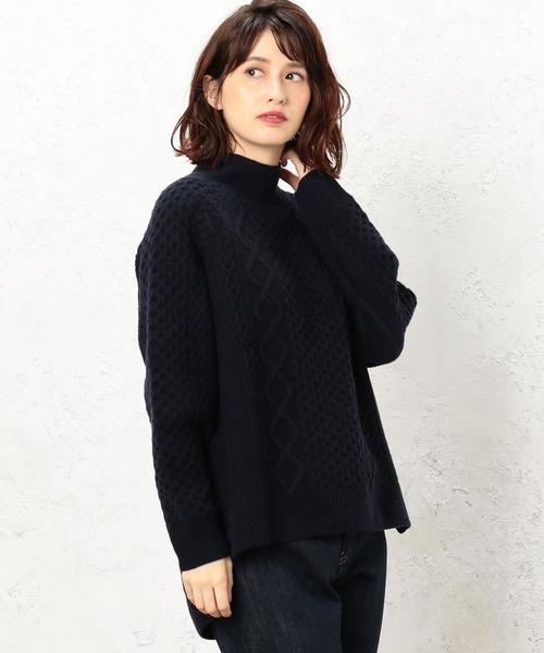 green label relaxing(グリーンレーベルリラクシング)の「CB ハミルトン アラン ワイド ハイネック ニット(ニット/セーター・レディース・オフホワイト/ライトグレー/ネイビー/ライトブルー/ピンク/レッド・FREE)」の5枚目の写真