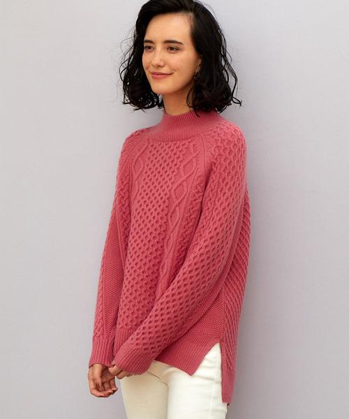 green label relaxing(グリーンレーベルリラクシング)の「CB ハミルトン アラン ワイド ハイネック ニット(ニット/セーター・レディース・オフホワイト/ライトグレー/ネイビー/ライトブルー/ピンク/レッド・FREE)」の6枚目の写真