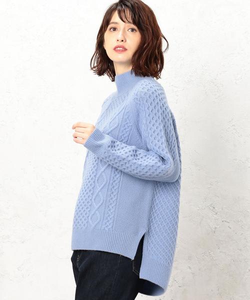 green label relaxing(グリーンレーベルリラクシング)の「CB ハミルトン アラン ワイド ハイネック ニット(ニット/セーター・レディース・オフホワイト/ライトグレー/ネイビー/ライトブルー/ピンク/レッド・FREE)」の4枚目の写真