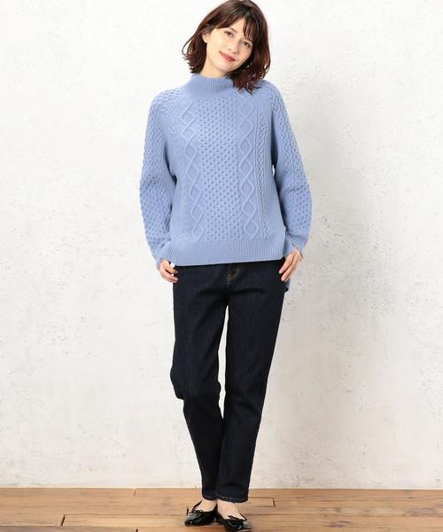 green label relaxing(グリーンレーベルリラクシング)の「CB ハミルトン アラン ワイド ハイネック ニット(ニット/セーター・レディース・オフホワイト/ライトグレー/ネイビー/ライトブルー/ピンク/レッド・FREE)」の16枚目の写真