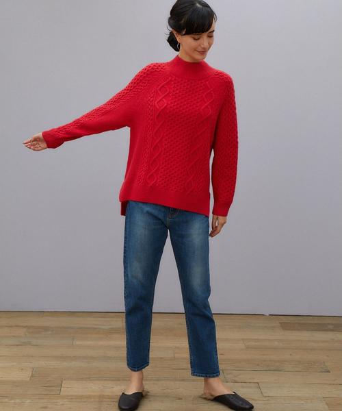 green label relaxing(グリーンレーベルリラクシング)の「CB ハミルトン アラン ワイド ハイネック ニット(ニット/セーター・レディース・オフホワイト/ライトグレー/ネイビー/ライトブルー/ピンク/レッド・FREE)」の10枚目の写真