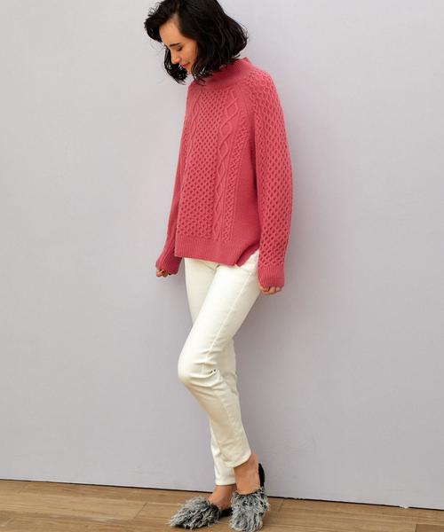 green label relaxing(グリーンレーベルリラクシング)の「CB ハミルトン アラン ワイド ハイネック ニット(ニット/セーター・レディース・オフホワイト/ライトグレー/ネイビー/ライトブルー/ピンク/レッド・FREE)」の12枚目の写真