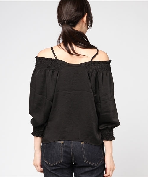 one after another NICE CLAUP（ワンアフターアナザーナイスクラップ）の「前後２ＷＡＹサテンシャツ（シャツ/ブラウス・レディース・ブラック/アイボリー/ブルー系その他/レンガ・FREE）」の7枚目の写真