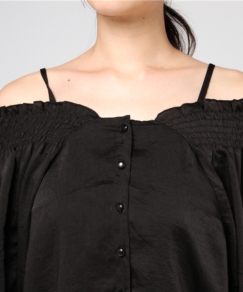 one after another NICE CLAUP（ワンアフターアナザーナイスクラップ）の「前後２ＷＡＹサテンシャツ（シャツ/ブラウス・レディース・ブラック/アイボリー/ブルー系その他/レンガ・FREE）」の8枚目の写真