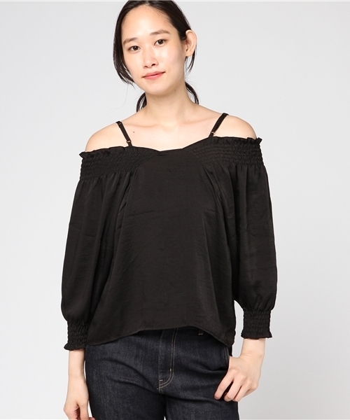 one after another NICE CLAUP（ワンアフターアナザーナイスクラップ）の「前後２ＷＡＹサテンシャツ（シャツ/ブラウス・レディース・ブラック/アイボリー/ブルー系その他/レンガ・FREE）」の13枚目の写真