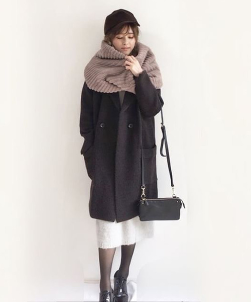 panasea（パナシア）の「ウール混ロングピーコート（チェスターコート・レディース・ブラック/グレー/カーキ/オレンジ/ブルー・FREE）」の2枚目の写真