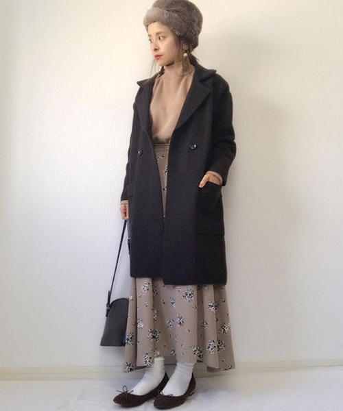 panasea（パナシア）の「ウール混ロングピーコート（チェスターコート・レディース・ブラック/グレー/カーキ/オレンジ/ブルー・FREE）」の13枚目の写真