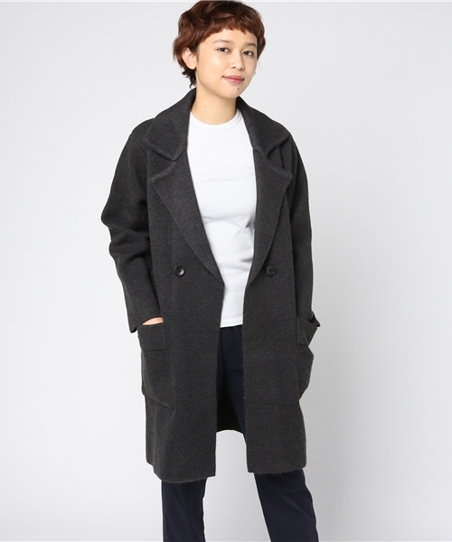 panasea（パナシア）の「ウール混ロングピーコート（チェスターコート・レディース・ブラック/グレー/カーキ/オレンジ/ブルー・FREE）」の3枚目の写真