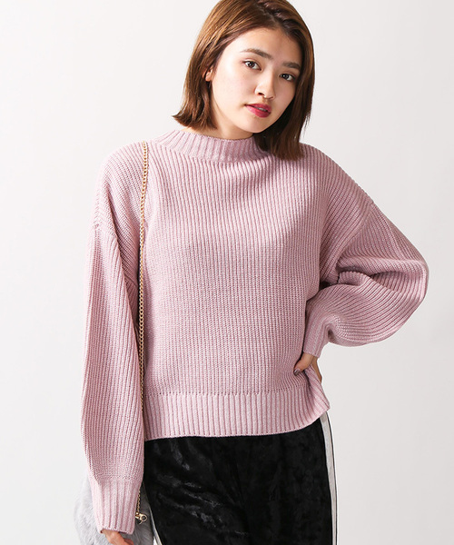 WEGO（ウィゴー）の「WEGO/ボリュームスリーブラメニット（ニット/セーター・レディース・ブラック/パープル/オフホワイト/杢グレー/ライトピンク/ターコイズブルー・FREE）」の6枚目の写真